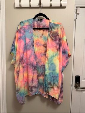 Chic Soul Spin Tie Dye Kimono Swim Cover-Up